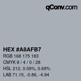 Color code: HEX #A8AFB7 | qconv.com