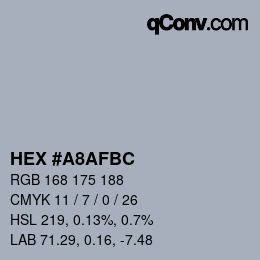 Color code: HEX #A8AFBC | qconv.com