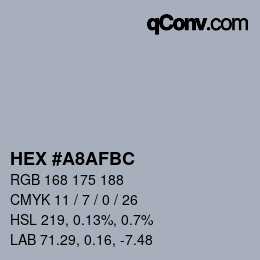 Color code: HEX #A8AFBC | qconv.com