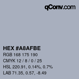 カラーコード: HEX #A8AFBE | qconv.com