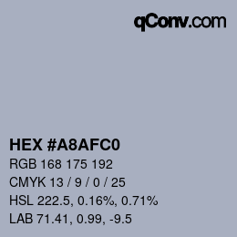 颜色代码: HEX #A8AFC0 | qconv.com