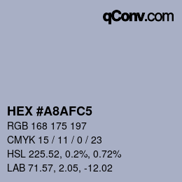 Color code: HEX #A8AFC5 | qconv.com
