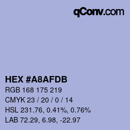 Color code: HEX #A8AFDB | qconv.com