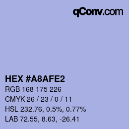 Color code: HEX #A8AFE2 | qconv.com