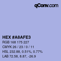 Color code: HEX #A8AFE3 | qconv.com