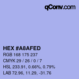 カラーコード: HEX #A8AFED | qconv.com