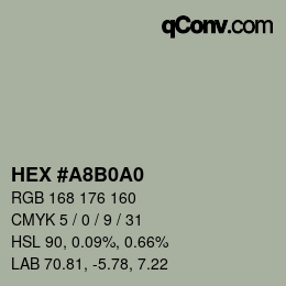 Color code: HEX #A8B0A0 | qconv.com