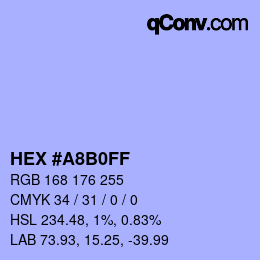 Farbcode: HEX #A8B0FF | qconv.com