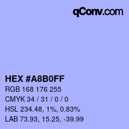 カラーコード: HEX #A8B0FF | qconv.com