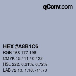 カラーコード: HEX #A8B1C6 | qconv.com