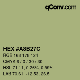 Color code: HEX #A8B27C | qconv.com