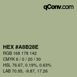 Color code: HEX #A8B28E | qconv.com