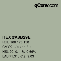 Color code: HEX #A8B29E | qconv.com