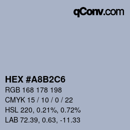 カラーコード: HEX #A8B2C6 | qconv.com