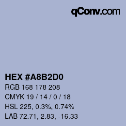 Color code: HEX #A8B2D0 | qconv.com