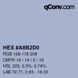 カラーコード: HEX #A8B2D0 | qconv.com