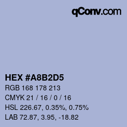 カラーコード: HEX #A8B2D5 | qconv.com