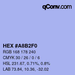 颜色代码: HEX #A8B2F0 | qconv.com