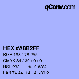 カラーコード: HEX #A8B2FF | qconv.com