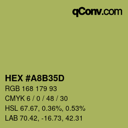 Farbcode: HEX #A8B35D | qconv.com
