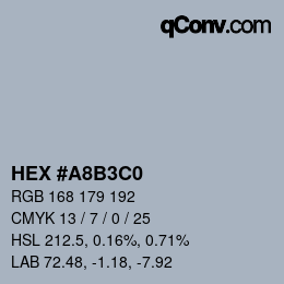 Farbcode: HEX #A8B3C0 | qconv.com
