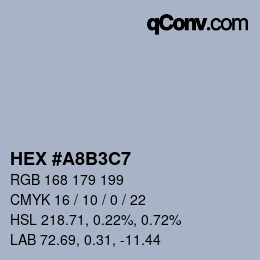 Color code: HEX #A8B3C7 | qconv.com