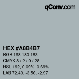 Color code: HEX #A8B4B7 | qconv.com