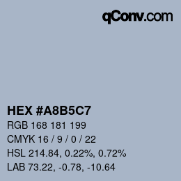 颜色代码: HEX #A8B5C7 | qconv.com