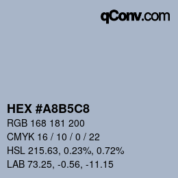 颜色代码: HEX #A8B5C8 | qconv.com