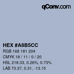 カラーコード: HEX #A8B5CC | qconv.com