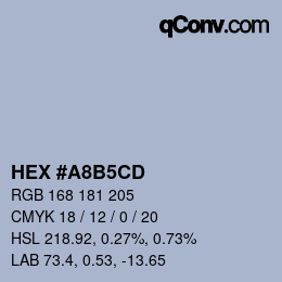 颜色代码: HEX #A8B5CD | qconv.com