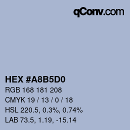 Color code: HEX #A8B5D0 | qconv.com