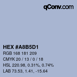 カラーコード: HEX #A8B5D1 | qconv.com
