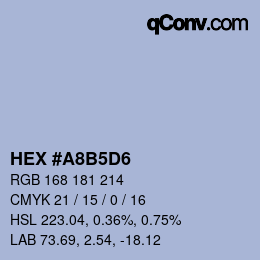 Color code: HEX #A8B5D6 | qconv.com