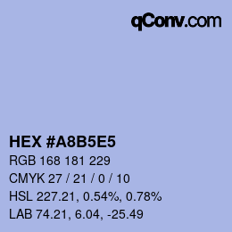 Code couleur: HEX #A8B5E5 | qconv.com