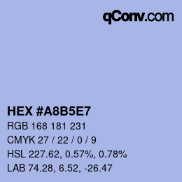 Farbcode: HEX #A8B5E7 | qconv.com