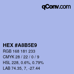 Color code: HEX #A8B5E9 | qconv.com