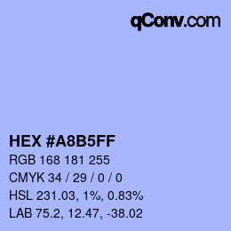 Color code: HEX #A8B5FF | qconv.com