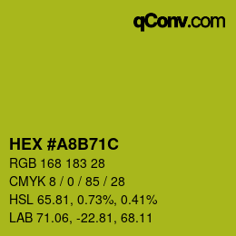 Color code: HEX #A8B71C | qconv.com