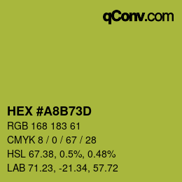 Color code: HEX #A8B73D | qconv.com