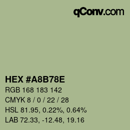 Color code: HEX #A8B78E | qconv.com