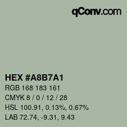 Color code: HEX #A8B7A1 | qconv.com