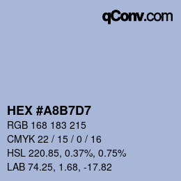 Código de color: HEX #A8B7D7 | qconv.com