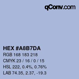 Color code: HEX #A8B7DA | qconv.com