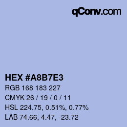 颜色代码: HEX #A8B7E3 | qconv.com