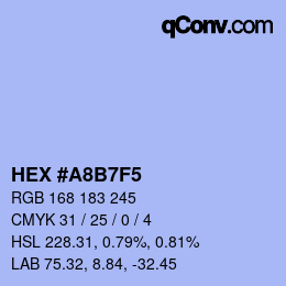 カラーコード: HEX #A8B7F5 | qconv.com
