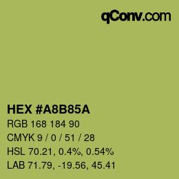 Color code: HEX #A8B85A | qconv.com