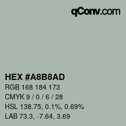 Color code: HEX #A8B8AD | qconv.com