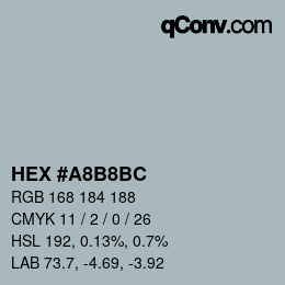Color code: HEX #A8B8BC | qconv.com