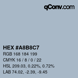 カラーコード: HEX #A8B8C7 | qconv.com